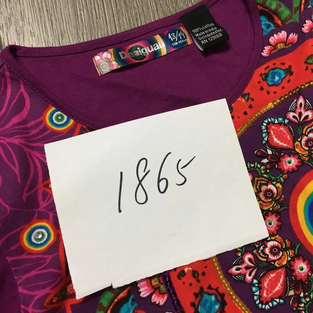Desigual Multicolor Dress Purple Red Size 13/14 100% cotton